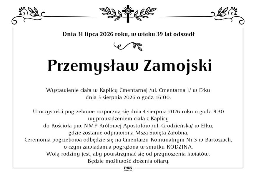 Przemysław Zamojski - nekrolog